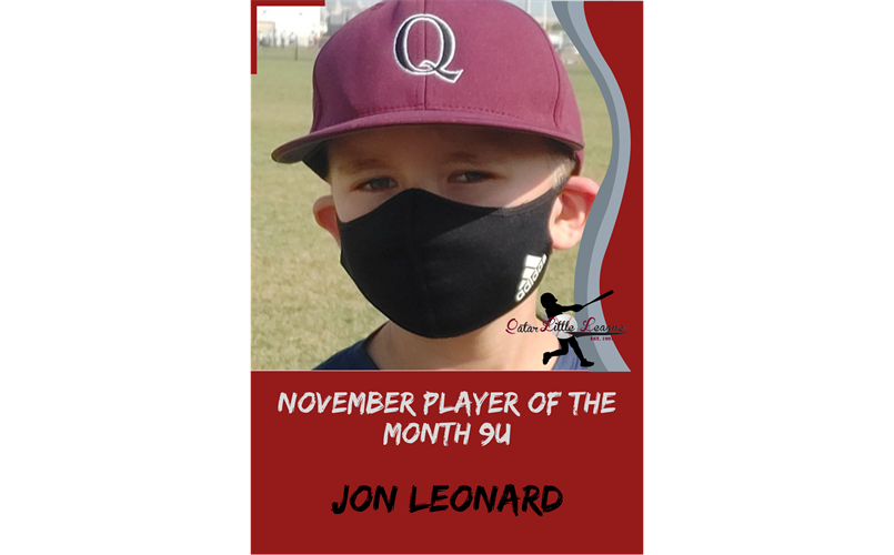 9U Player of the Month November Jon Leonard