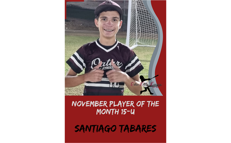 15U Player of the Month November Santiago Tabares