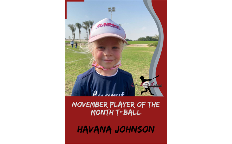 T-Ball Player of the Month November Havana Johnson 