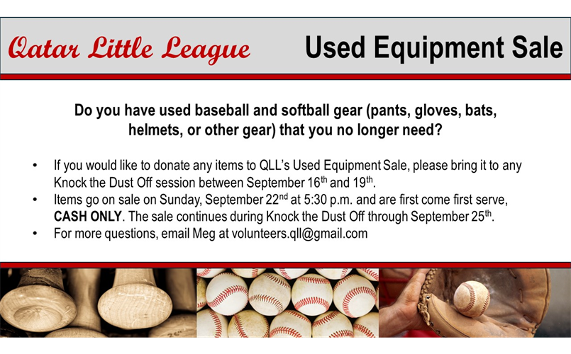 We are still collecting used equipment